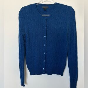 J. Crew Wool Rabbit Hair Blend Cable Knit Cardigan Size Small‎ Dark Blue